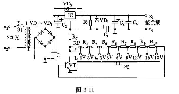 九挡可调直流电源电路及其工作原理