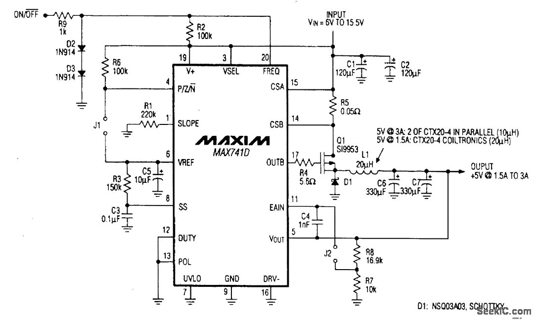 1.5-3A，+5V电源,6-15V输入电路