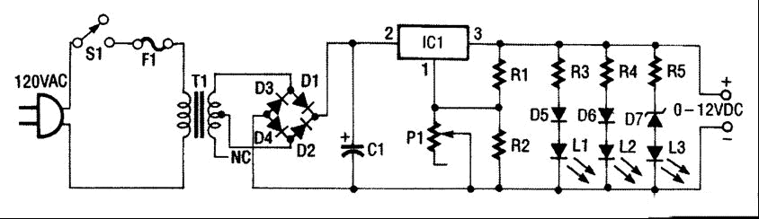 0到12V 1A可变电源电路