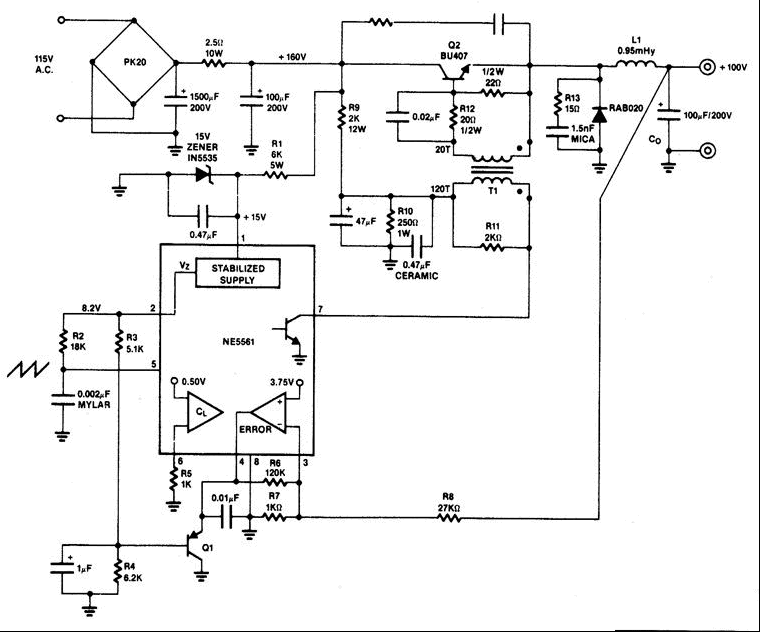 100V／0.25A开关模式转换器