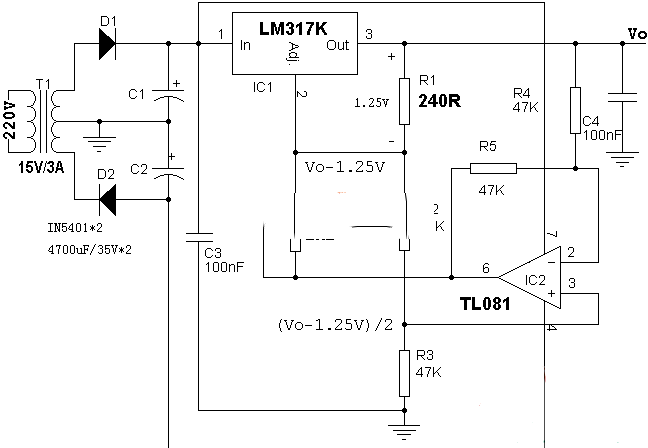 0-12V/3A电源的制作电路图