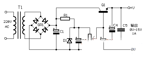0-15V / 1A 电源的制作电路图