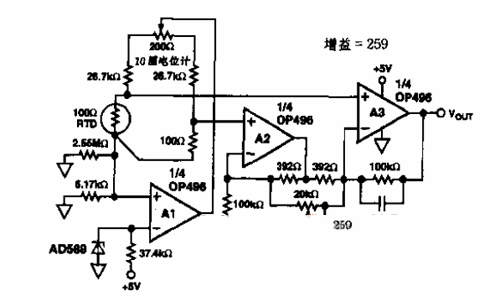 单电源RTD放大电路图