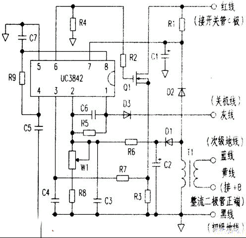 “三彩”牌彩电电源模块电路图