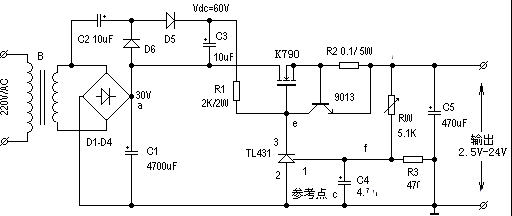 TL431制成的高稳压直流电源电路图