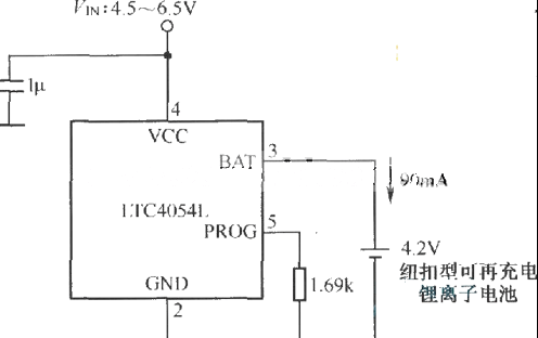 纽扣型可再充电锂离子电池充电电路图