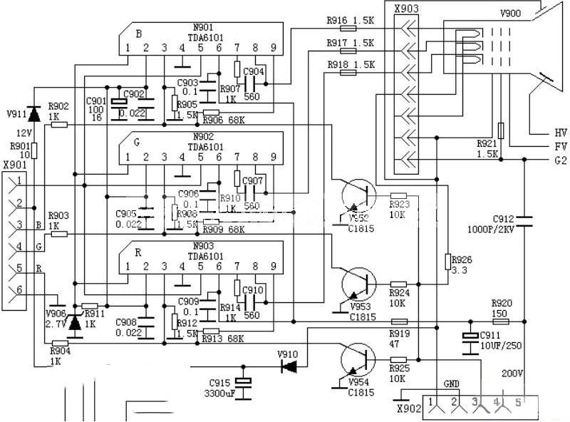 基于一种视放TDA6101电路图