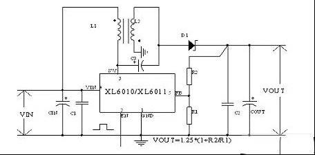 XL6010/XL6011实现升降压拓扑结构电路图