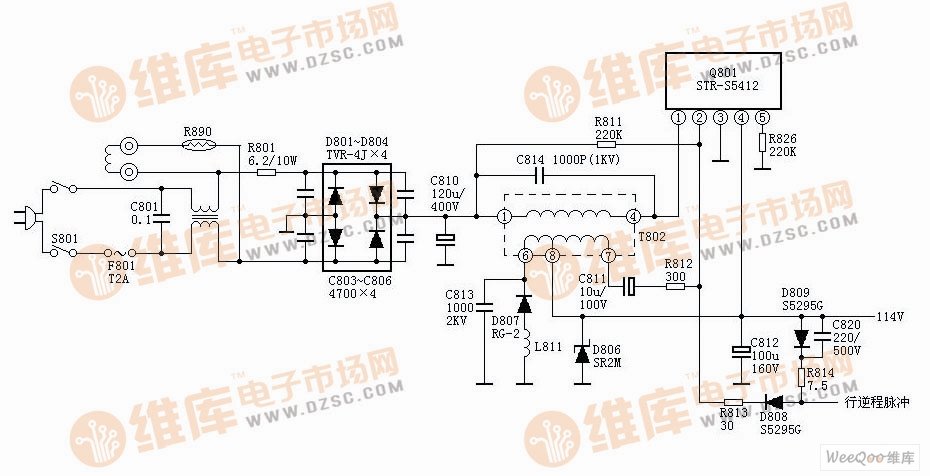 采用STR5412组成的电源电路图