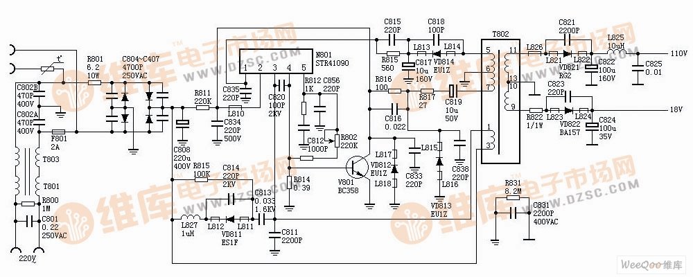基于STR41090电源电路图