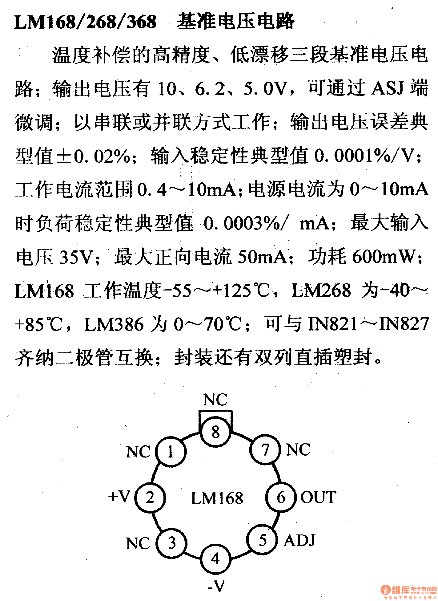 调压器.DC-DC电路和电源监视器引脚及主要特性 LM168/268/368