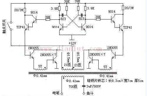 传统多功能多谐振荡鱼机电路图