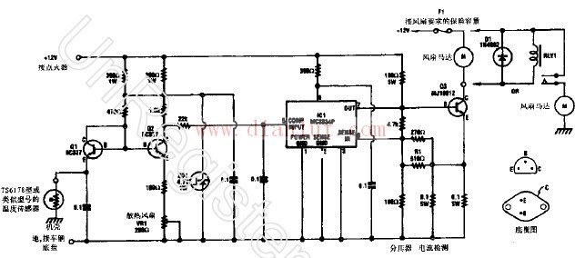 汽车电扇恒温控制开关的电路图