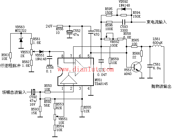 TDA8145枕形校正应用电路