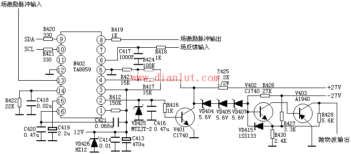 TA8859枕形校正应用电路