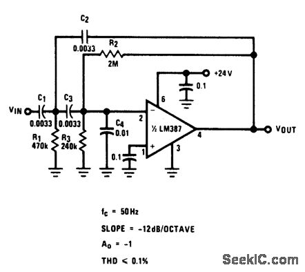 使用μA4136作为回转的陷波器电路