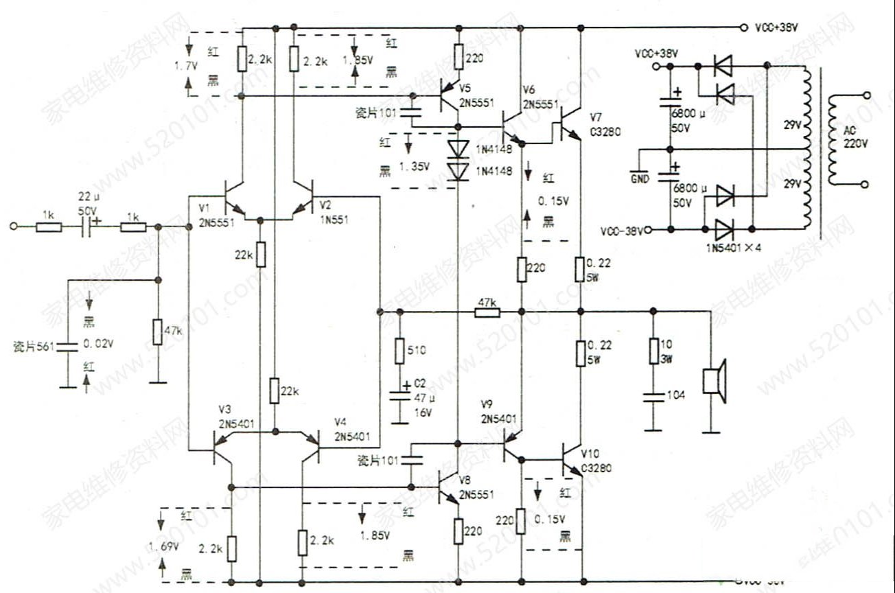 DM-8000功放机音量小且音质差的检修思路