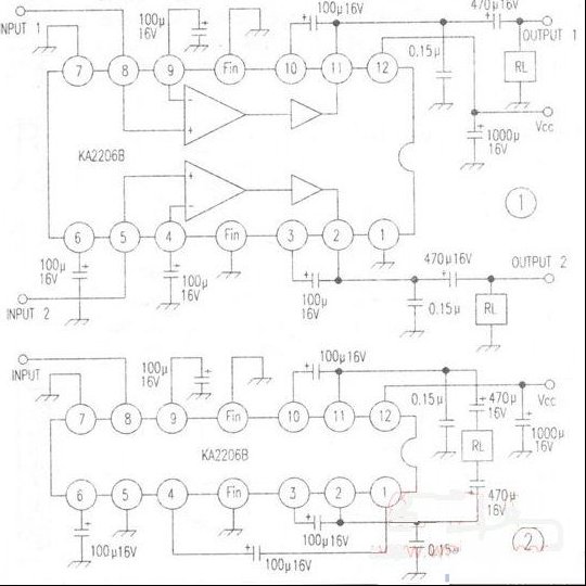 2W功放芯片KA2206B（图）