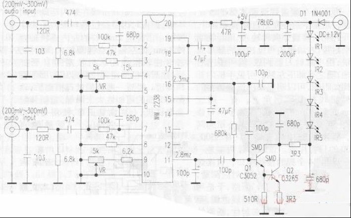 音频红外线调频发射专用IC WW2238介绍（图）