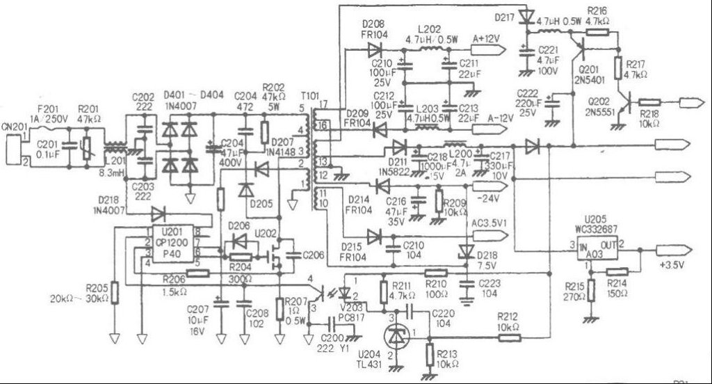 奇声4026 DVD影碟机电源板电路图