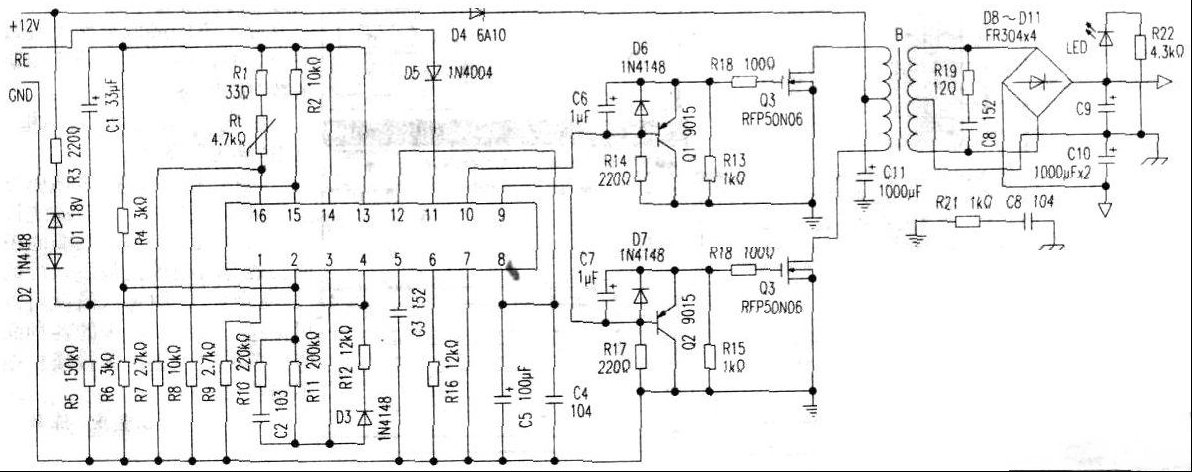 一款改进型低音炮电源电路