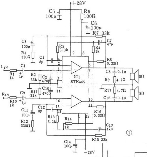 一款双30W功放电路图