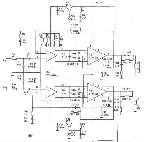 一款双100W功放电路图