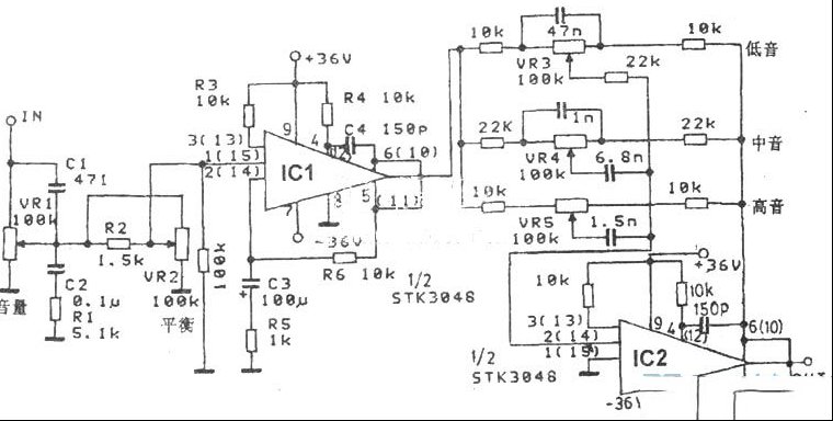用STK3048的音调电路