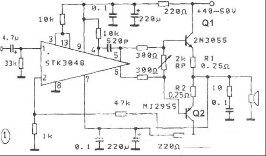 采用STK3048和STK6153的实用电路