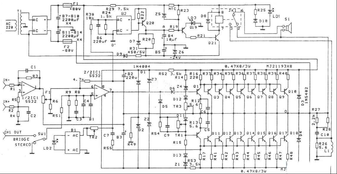 QSC1300功放原理与检修