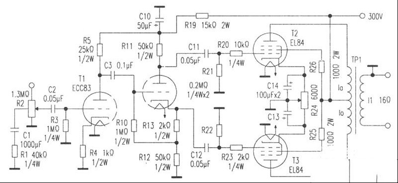 EL84 AB1类推挽功放