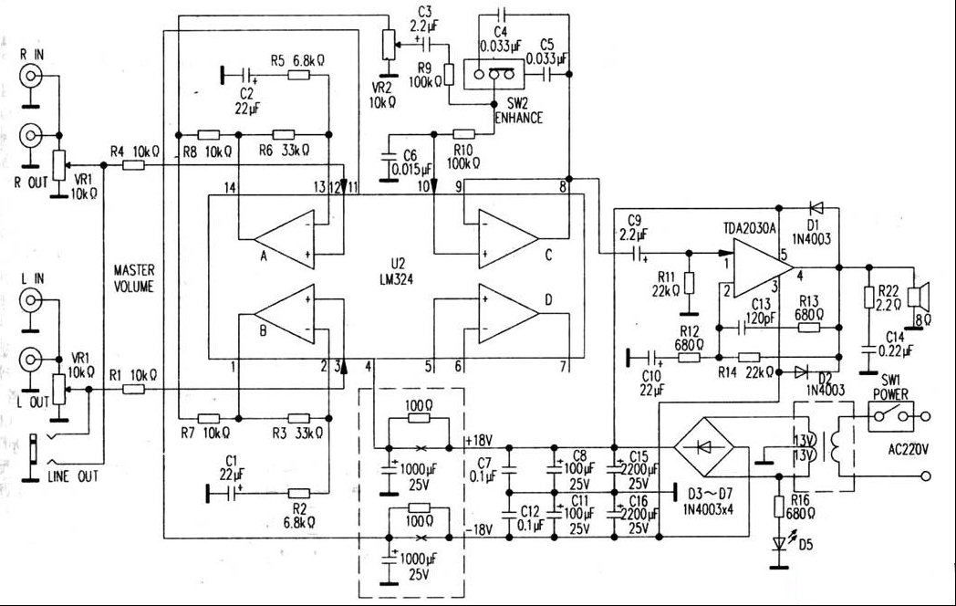 丽歇SD322低音炮电路原理与改进
