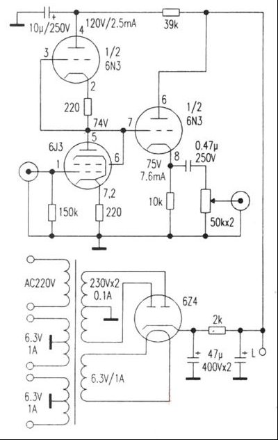 用6J3、6N3制作的高保真耳机放大器