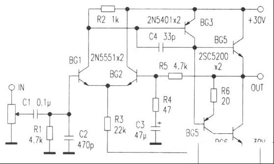 简单易制的50W功放电路