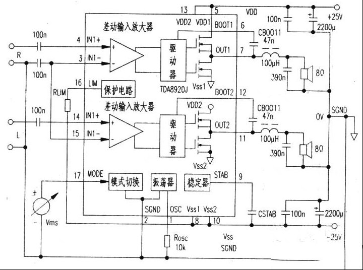 D类功放块TDA8920J