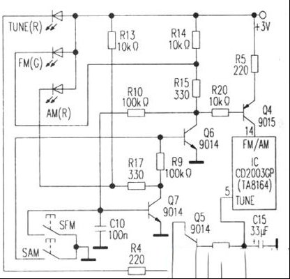 德生R-9701收音机波段转换电路原理与维修