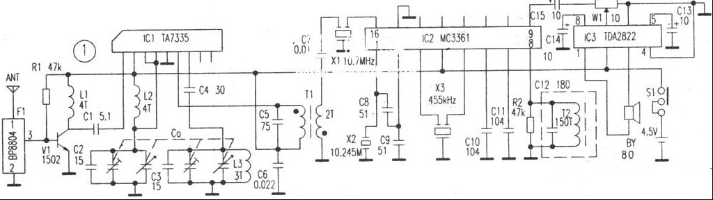 一款二次变频调频收音机电路