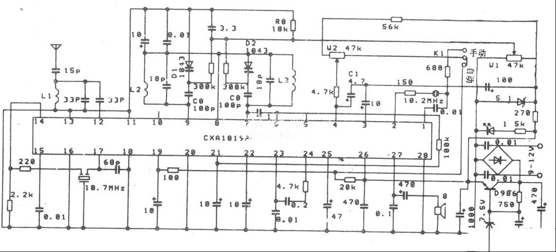 采用CXA1019电调谐调频广播接收机电路分析
