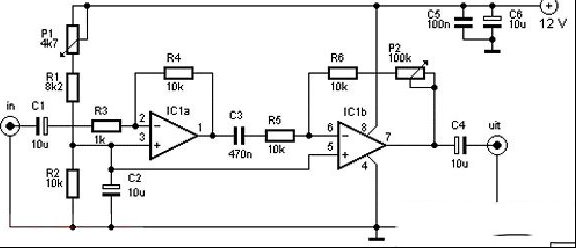 NE5532构成的麦克风前置放大器