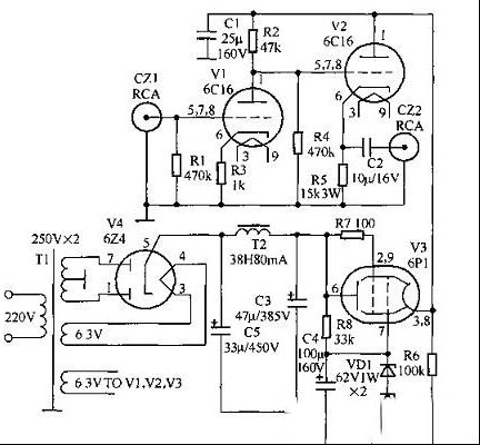 性能优良的6C16胆前级电路图