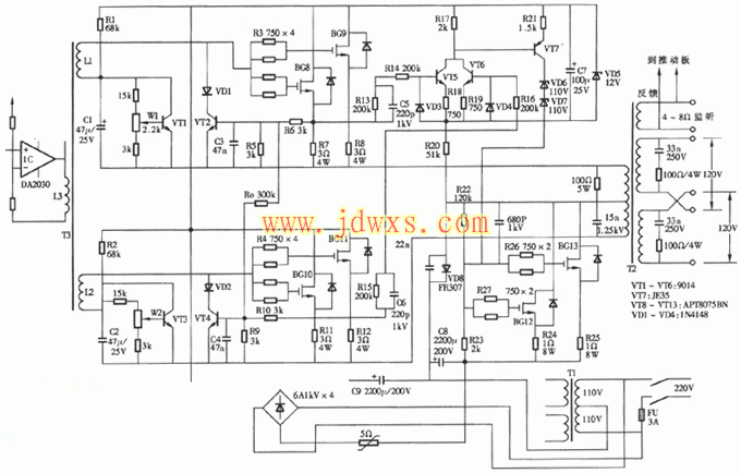 PAB275型新H类广播扩音机末级功放★_电路图纸