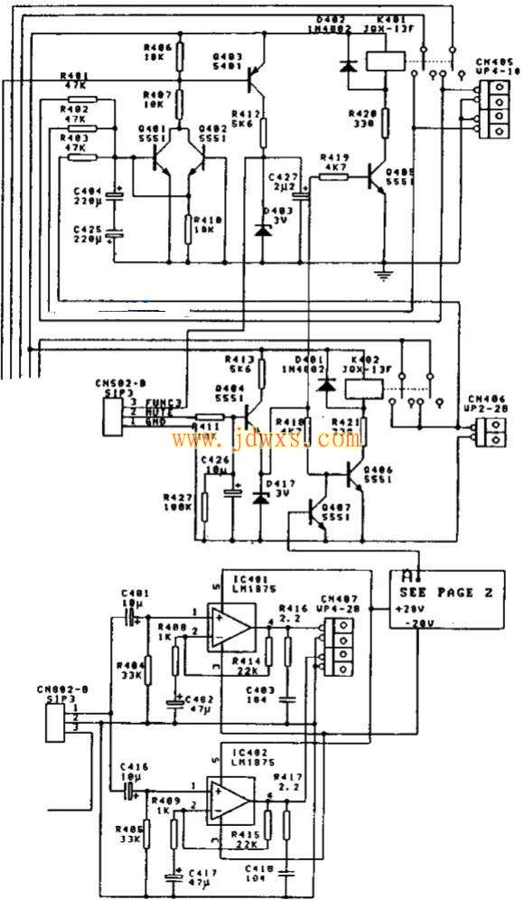 奇声AV-757DB放大器扬声器保护与环声道功放★_电路
