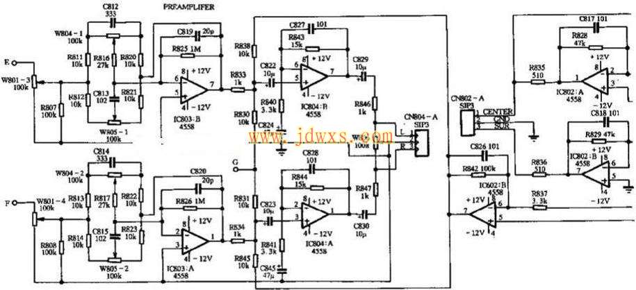 奇声AV-757DB放大器前置放大电路1