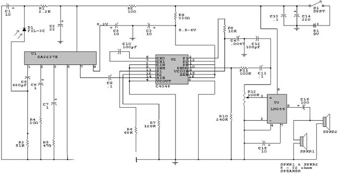 LM386和CA3237构成的音响_电路原理图