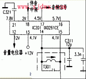 夏普C-1803DK彩色电视机伴音小、噪声大，信号较强时出现声音阻塞及含混不清