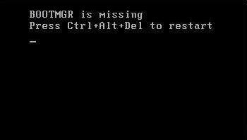 “bootmgr is missing” 系统引导文件遗失！