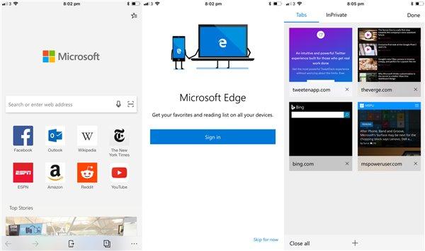 微软Edge浏览器苹果iOS版上手：Win10用户最爱？