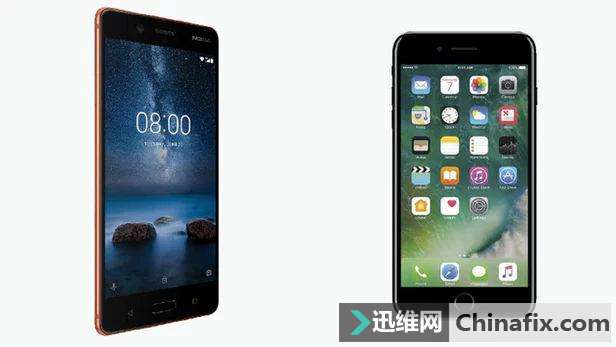 规格参数对比：Nokia 8 vs iPhone 7