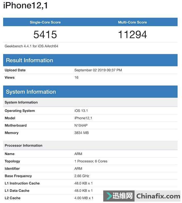 单核性能提升 疑似新iPhone跑分现身数据库