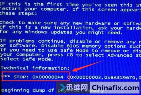 电脑断电出现蓝屏代码0X000000f4故障的怎么修理